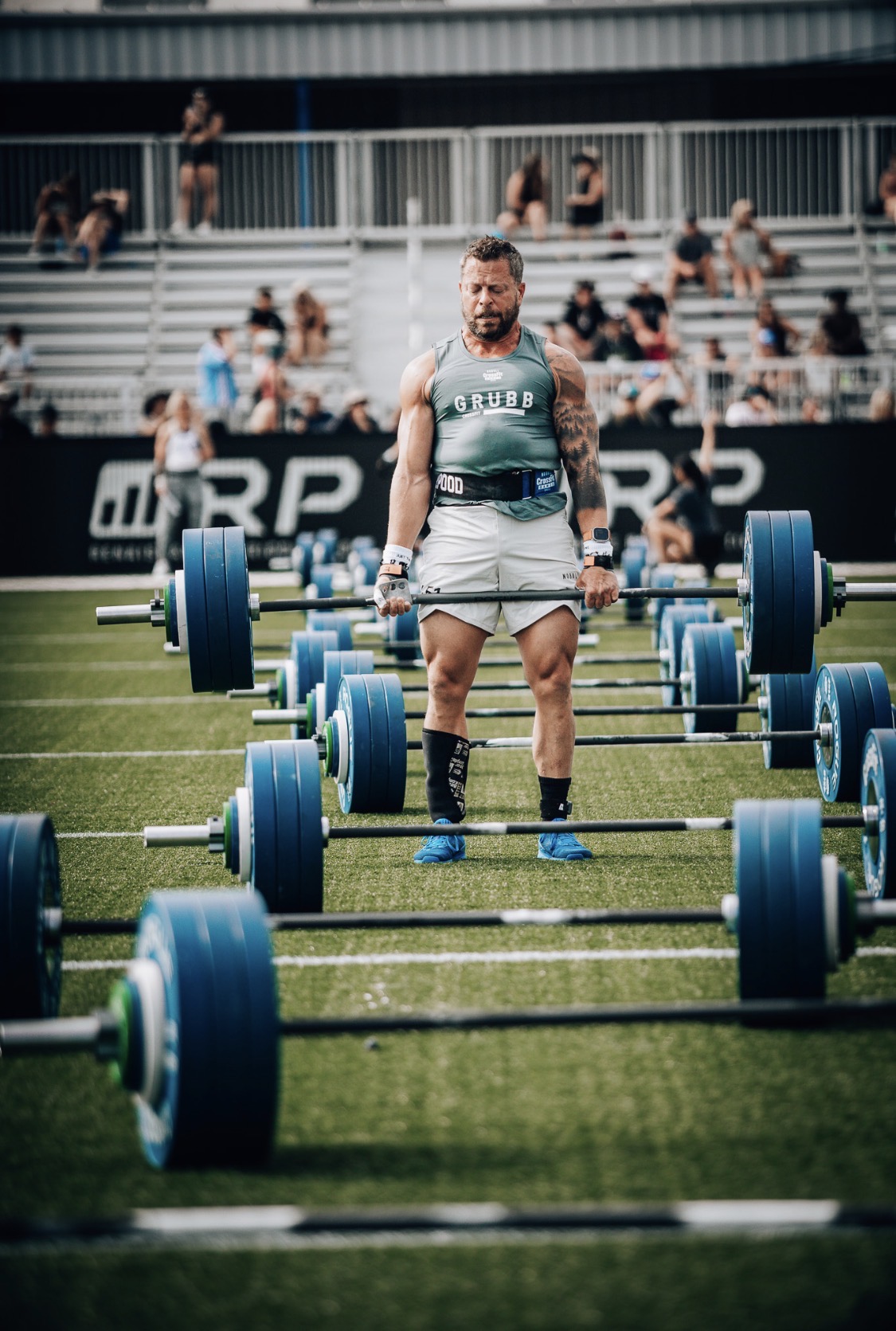 Mature athlete competing in a strength event